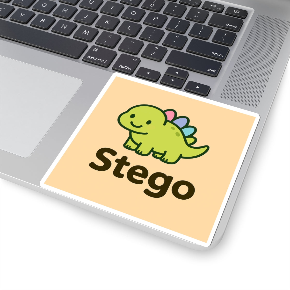 Cute Stego Dinosaur Sticker — Kawaii Green Dino Kiss-Cut Decal