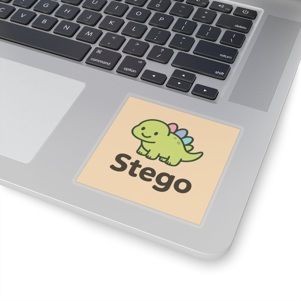 Cute Stego Dinosaur Sticker — Kawaii Green Dino Kiss-Cut Decal