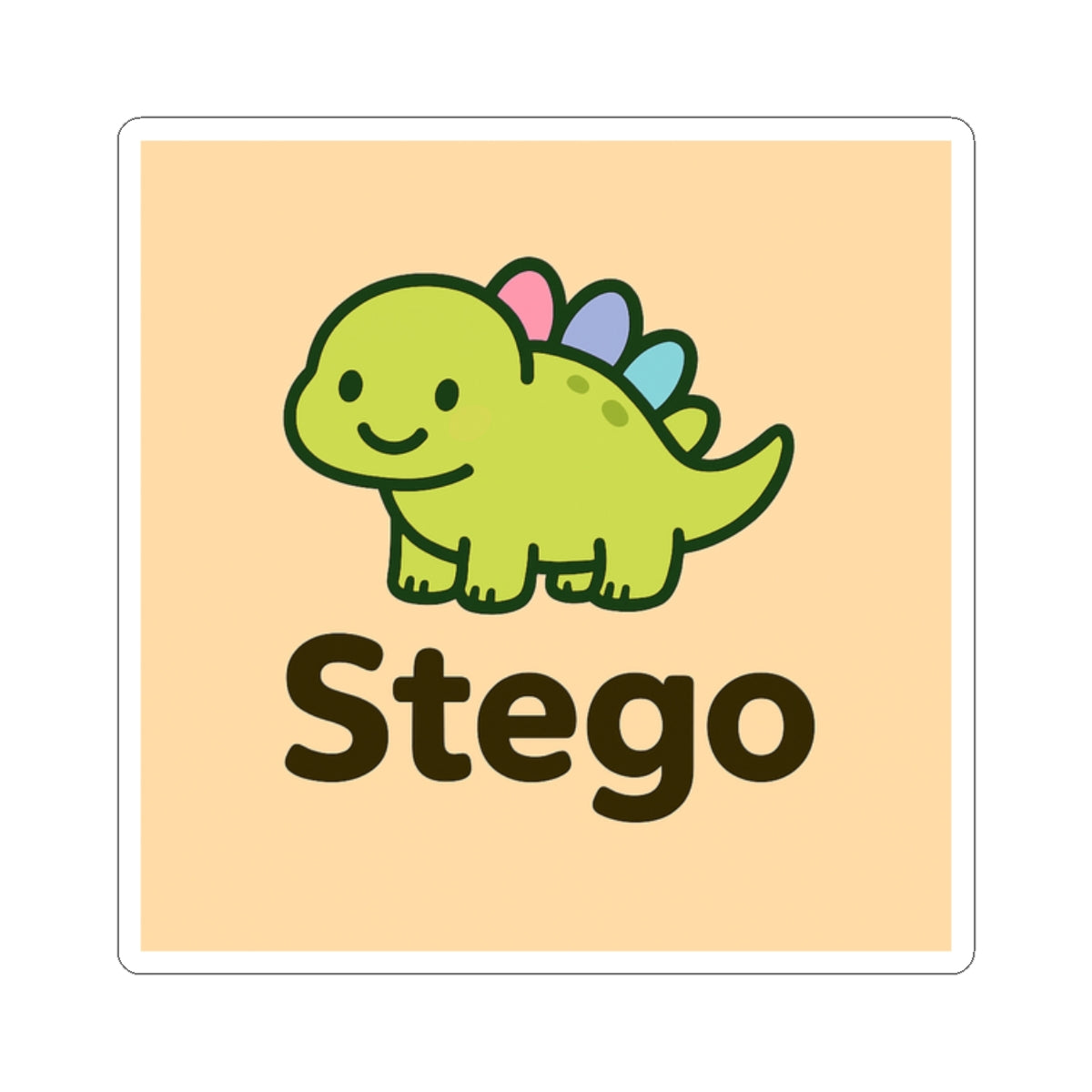 Cute Stego Dinosaur Sticker — Kawaii Green Dino Kiss-Cut Decal