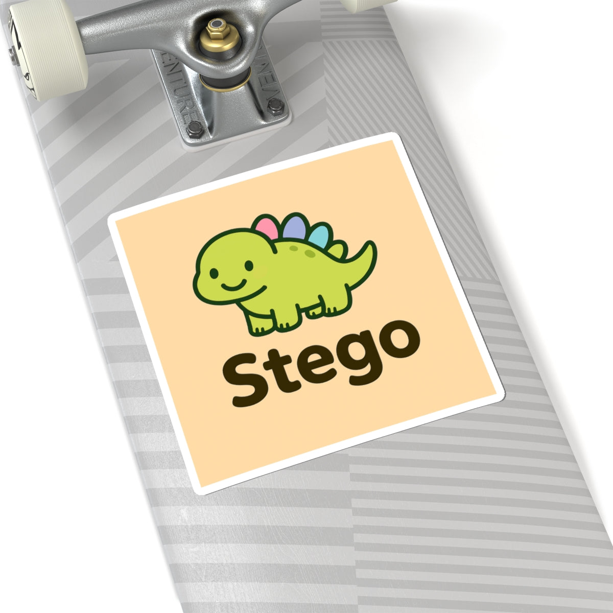 Cute Stego Dinosaur Sticker — Kawaii Green Dino Kiss-Cut Decal