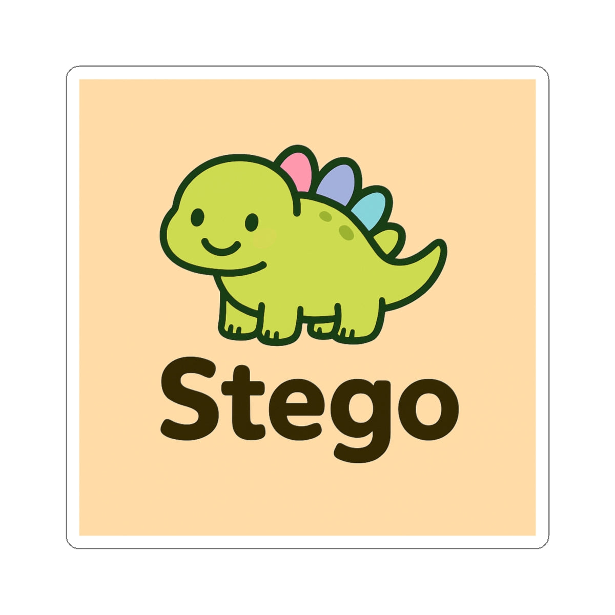 Cute Stego Dinosaur Sticker — Kawaii Green Dino Kiss-Cut Decal