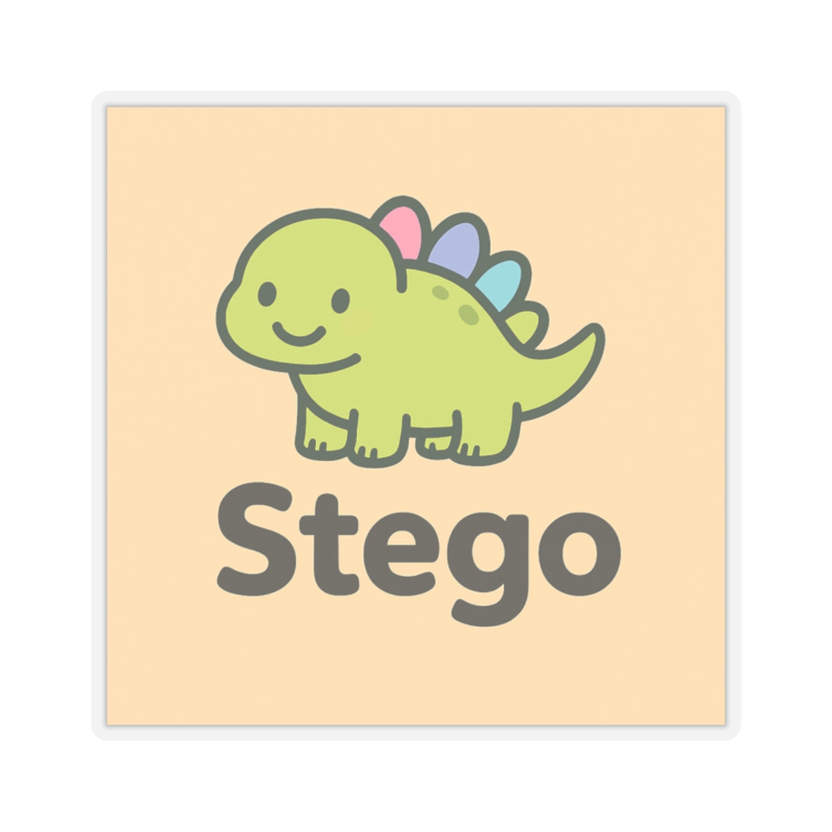 Cute Stego Dinosaur Sticker — Kawaii Green Dino Kiss-Cut Decal