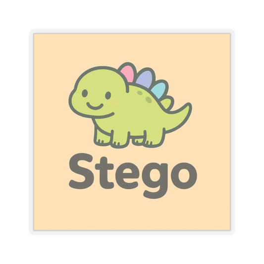 Cute Stego Dinosaur Sticker — Kawaii Green Dino Kiss-Cut Decal